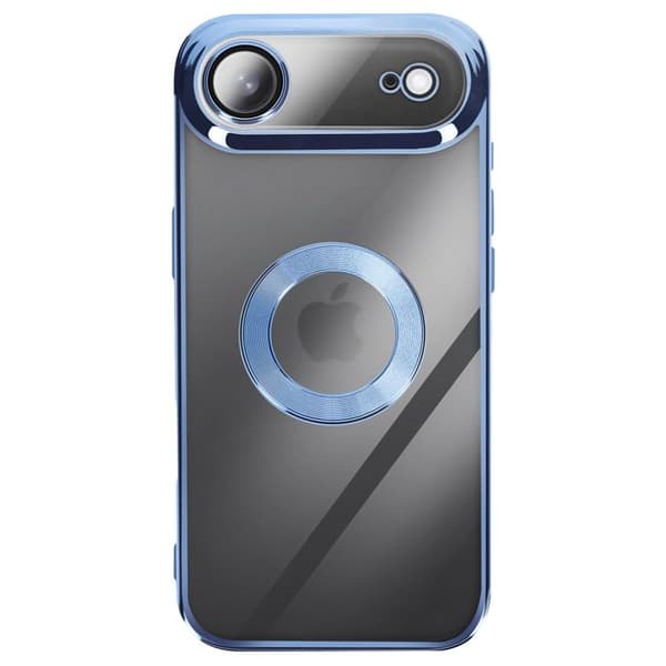 Cover - ADVARSEL - iPhone Air - Blødt Silikone - Krom Kant - Lys Blå Blå
