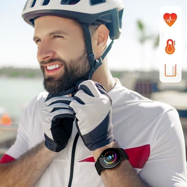 North Edge Smartwatch - HD Round Screen - Silikonrem - Svart