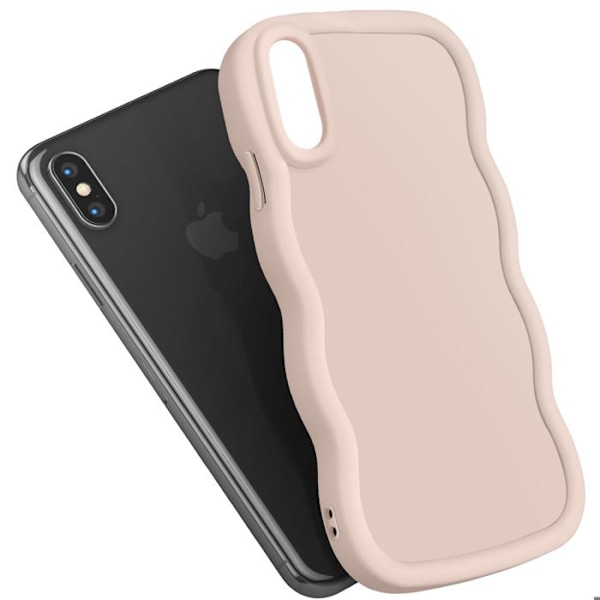 iPhone X ja XS vaalea silikonikuori, iskunkestävä Candy-sarja Beige