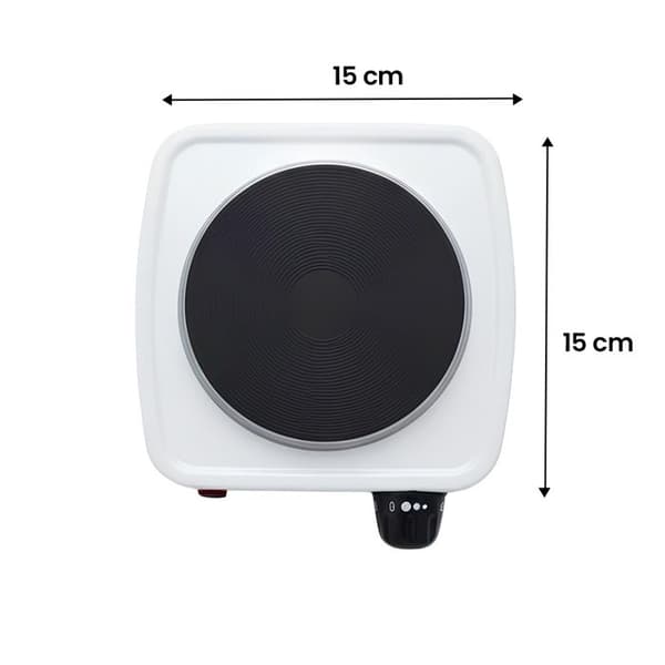 Mini-elektrisk spisplatta - AVIZAR - 500W - 5 temperaturinställningar - Vit - Rotationsknapp Vit