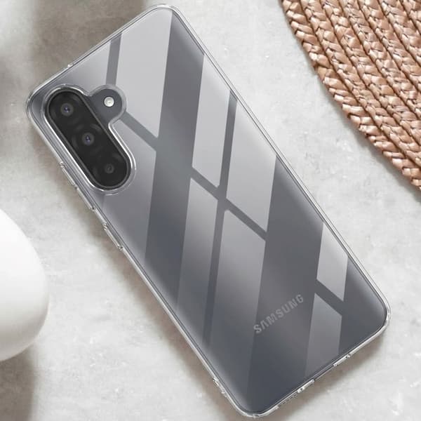 Stødabsorberende cover til Samsung Galaxy A16 med klart hærdet glas Vit