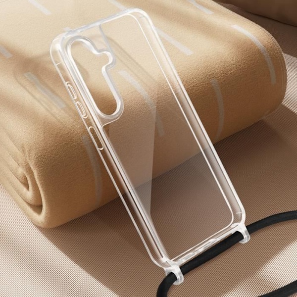 Skydd för Samsung Galaxy A16 i silikon med stötskydd och transparent flätad snodd Transparent