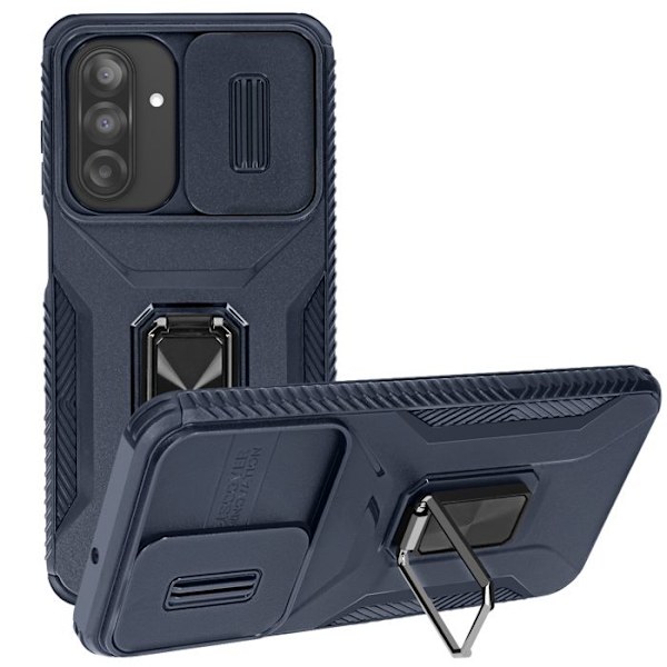 Coque för Samsung Galaxy A26 med ringstöd och kameralock Blå Natt Blå