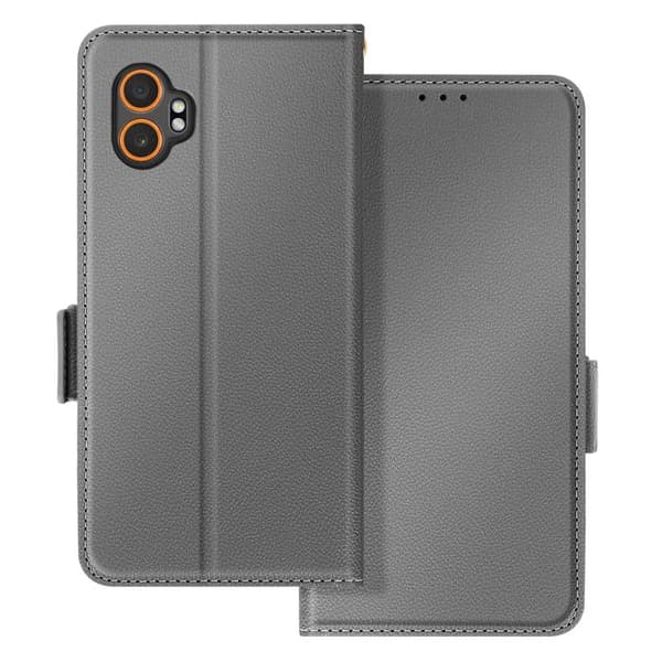 Étui Clapet - Galaxy XCover 7 Pro - Grå kunstlæder - Video støtte - Kortopbevaring Grå