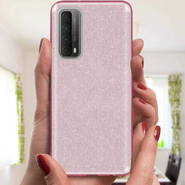 Coque - Huawei - P smart 2021 - Glitrende - Silikone - Stødabsorberende og ridsefrit Rosa