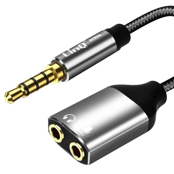 3,5 mm stik til dobbelt 3,5 mm hunstik lydadapter Hovedtelefon + mikrofon LinQ