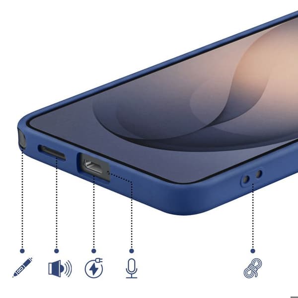 Silicone Soft-Touch Cover til Galaxy S26 Ultra med Blå Mikrofiberforing Blå