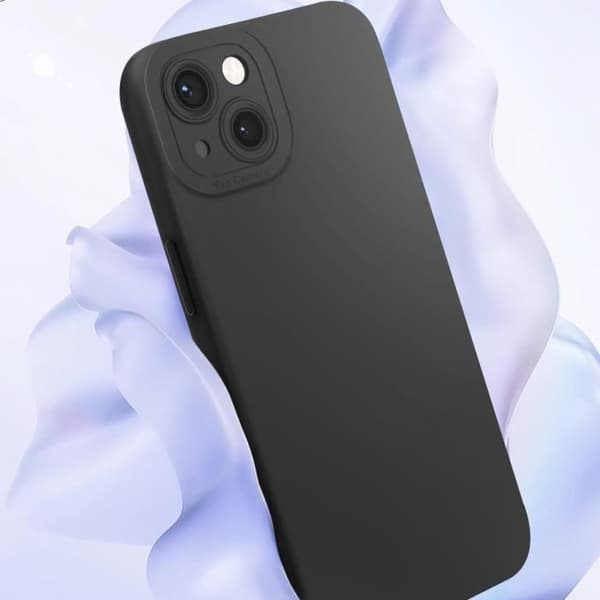 Cover til iPhone 13 - AVIZAR - Silikone Mat - Kamera Beskyttelse - Sort - Elegant Svart