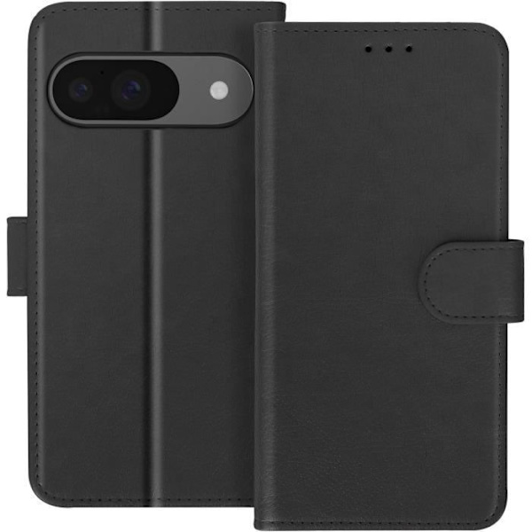 Etui til Google Pixel 9 og 9 Pro - AVIZAR - Wallet Flip og Video Support - Sort Svart