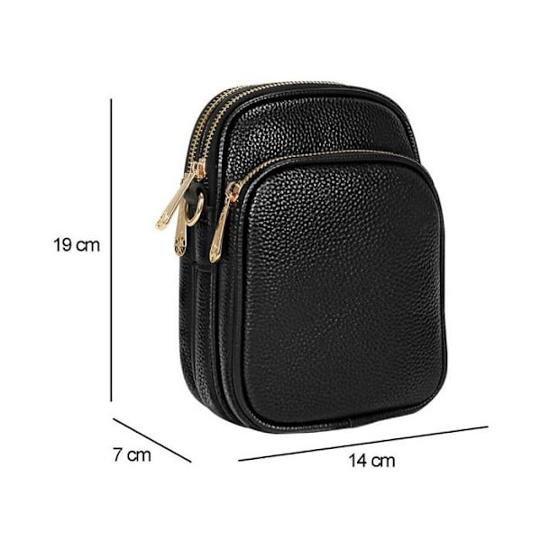 Axelväska - Gallantry - Elegant Svart - Syntetläder - 3 Fack - Justerbar Svart