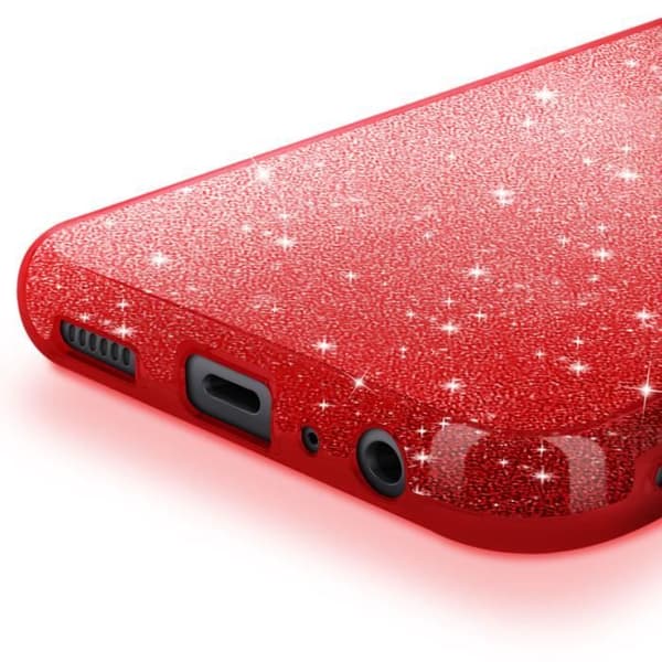 Kimallekuori - Samsung Galaxy A05S - Iskunkestävä - Kimalteleva - Punainen Röd