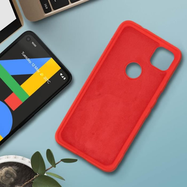 Skyddshölje - AVIZAR - Google Pixel 4A - Semi-stivt silikon - Soft Touch-finish - Röd Röd