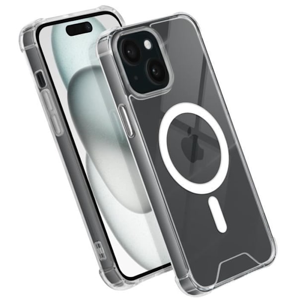 AVIZAR Skyddsfodral för iPhone 15 Plus - Gel Silikon - Förstärkta hörn - Genomskinlig Transparent
