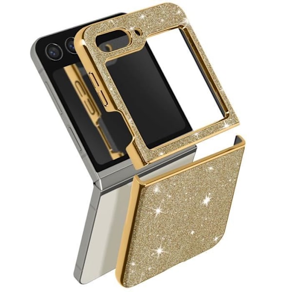 Glitteret fodral - AVIZAR - Glitter Case - Styv - Gul - Samsung Galaxy Z Flip 5 Gul