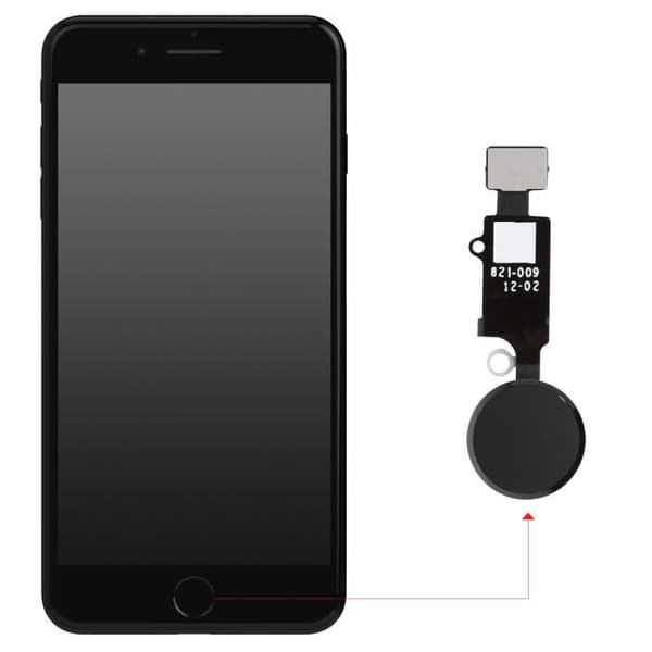 Hemknapp för iPhone SE 2020, 8 Plus, 8, 7 Plus och 7 Black Svart