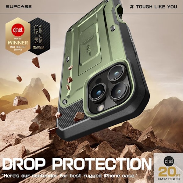 Coque för iPhone 16 Pro Max - Supcase Unicorn Beetle Pro - Guldan grön