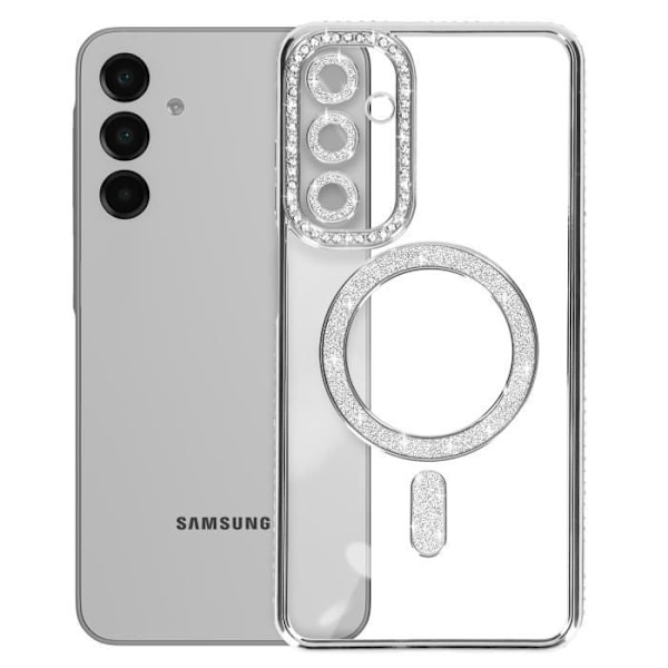 Coque Diamant för Samsung Galaxy A16 MagSafe Kontur Strass Silver Grå