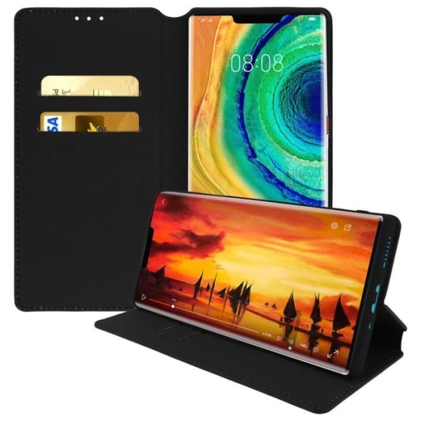 Hölster - AVIZAR - Huawei Mate 30 Pro - Ekoskinn - Stöd funktion - Svart Svart