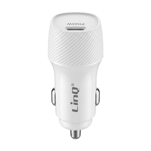 Bil Laddare Ciguttändare PPS USB-C 45W med LinQ Överhettningsskydd Vit Vit