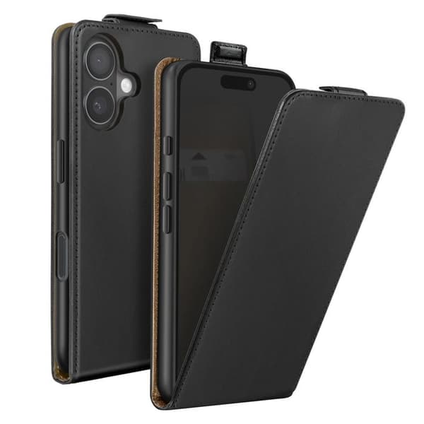 Vertikal Magnetisk Klapetui til iPhone 16 med Indbygget Kortholder Sort