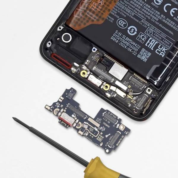 AVIZAR-latausliitin Xiaomi Poco F6 Prolle - USB-C-portti ja integroitu SIM-lukija - musta Svart