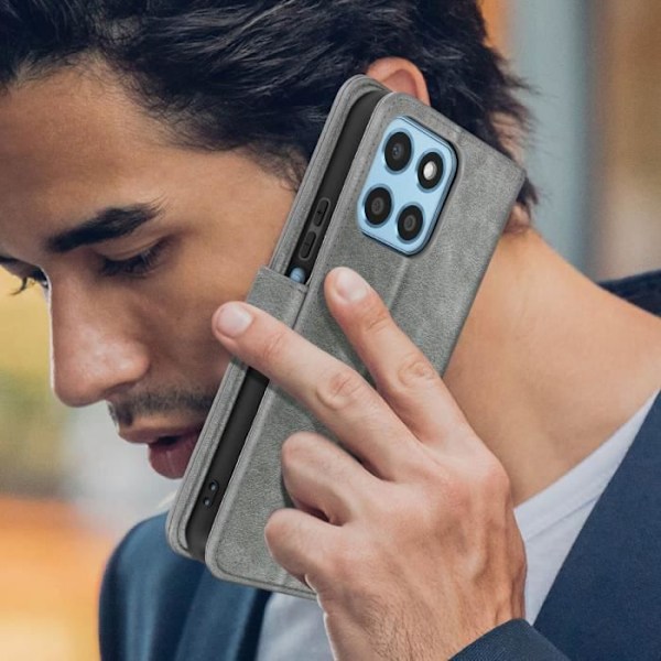 Etui til Honor X8 5G og Honor X6 - AVIZAR - Chesterfield - Grå - Tegnebog og videosupport Grå