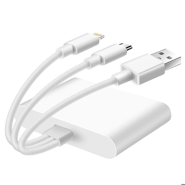 SD / Micro-SD-kortläsare / 2x USB till Lightning + USB-C + USB LinQ Vit