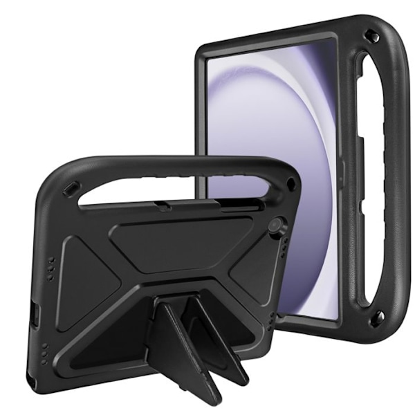 Lasten iskunkestävä suojakotelo Samsung Tab A9 Plus -tabletille, jossa on kahva ja tuki, musta Svart