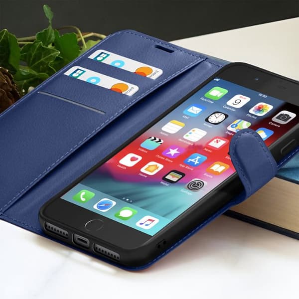 Plånboksfodral för iPhone 8 Plus / 7 Plus med Stöd och Magnetisk Flik Zanaé Mörkblå Blå