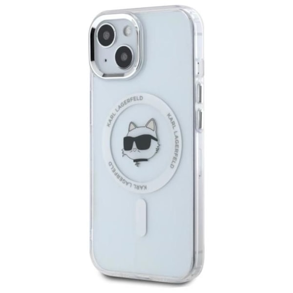 Coque MagSafe Karl Lagerfeld IML Metal Choupette Head til iPhone 15 (Hvid) vit