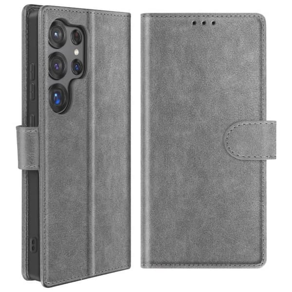 Plånboksetui - Chesterfield - Samsung Galaxy S25 Ultra - Grå - Semihård - Videostöd Grå