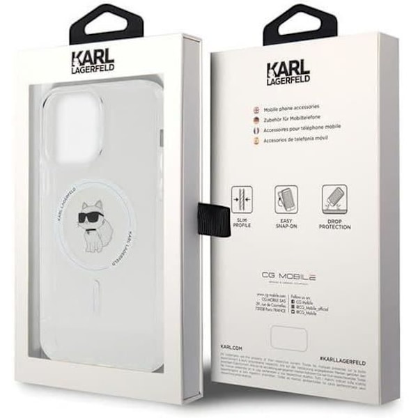 Coque Rigide - KARL LAGERFELD - Choupette - Kompatibel med iPhone 15 Pro Max - Gennemsigtig - MagSafe Klar