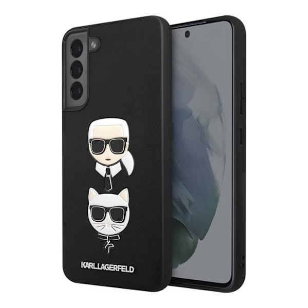 Kotelo Samsung S22 Plus -puhelimelle - KARL LAGERFELD - Saffiano-nahkaviimeistely - Karl Lagerfeld- ja Choupette-aiheet Svart