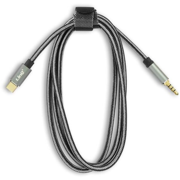 Lydkabel - LinQ - USB-C til Jack 3.5mm - Flettet nylon - 1.5m - Tabet lydkvalitet