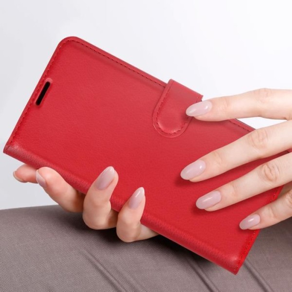 Fodral för Oppo A38 Wallet Video Support Magnetic Tab Red Röd