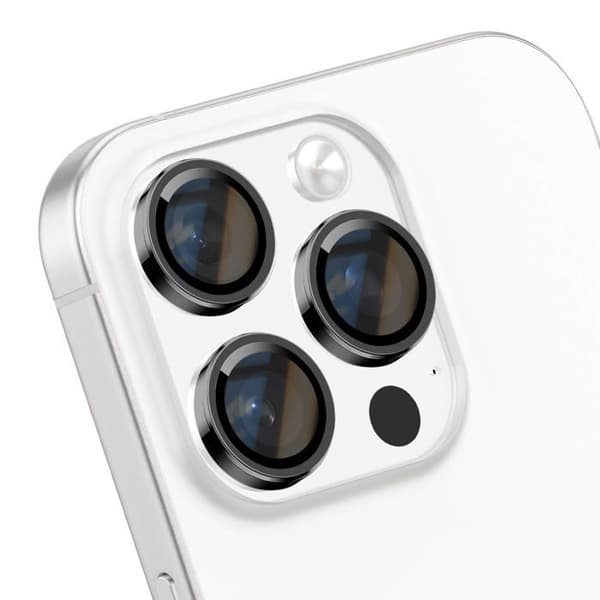 Beskyttelse af kameraobjektiv til iPhone 16 Pro / 16 Pro Max med Blue Star sort / transparent applikator Svart / Klar