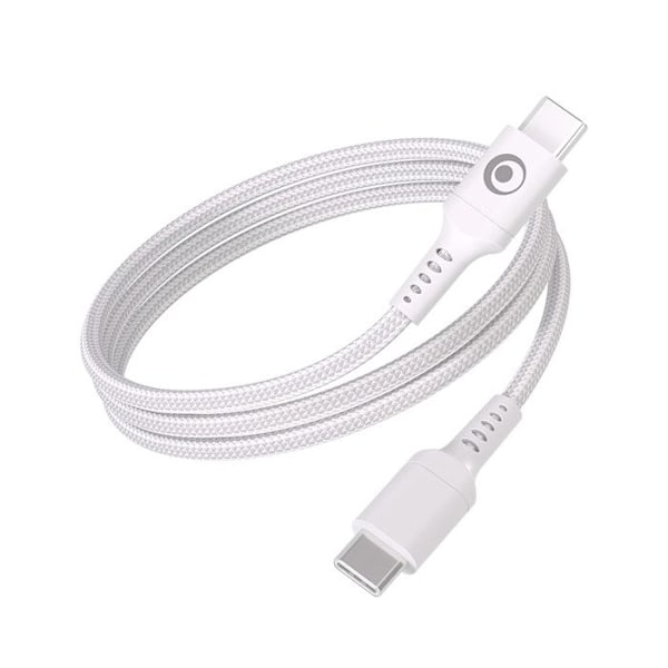 Hurtig kabel 5A USB-C til USB-C 1.2m PD 100W flettet belægning BigBen Connected Hvid