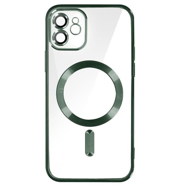 Coque - Apple - iPhone 12 - Silikon - Grön - MagSafe - Kromad kontur Grön