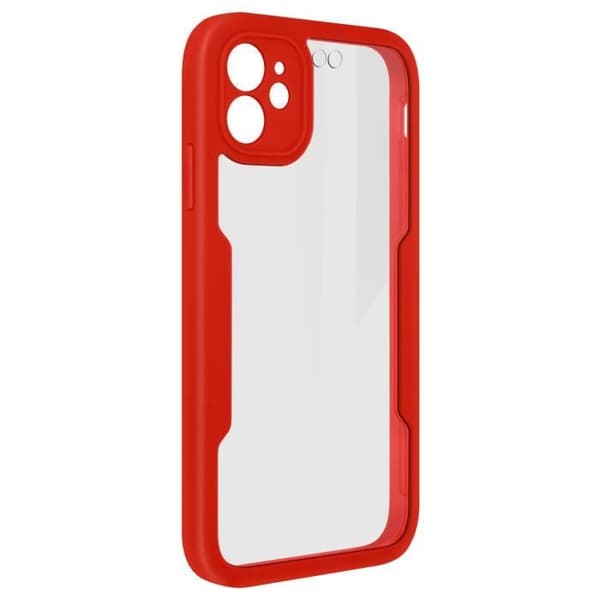 Helt fodral - iPhone 12 - Plexiglas - Stötsäkert - Röd - Stel Röd