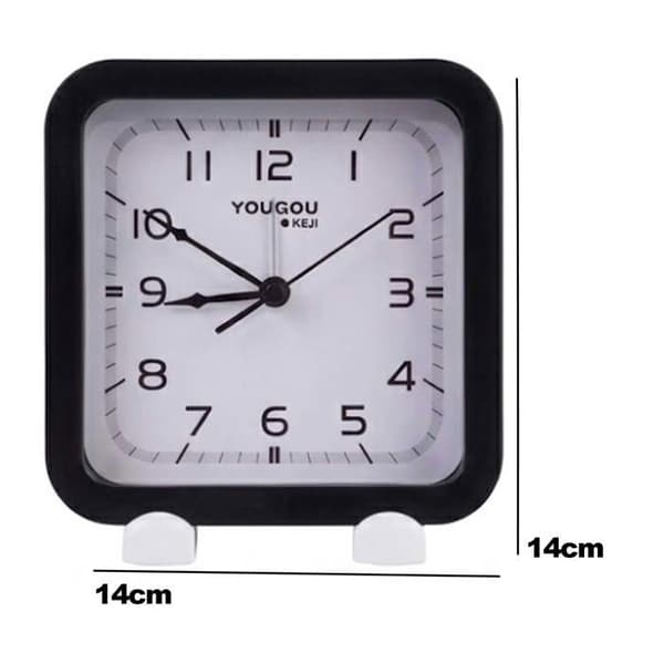 Stille Analog Quartz Vækkeur med Minimalistisk Design i Sort Svart