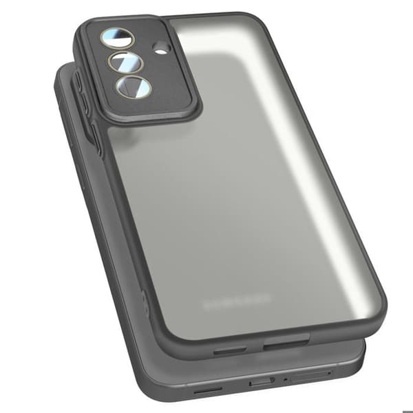 Translucent Cover til Galaxy A57 Frostet Bagside Stødabsorberende med Kamera Linser Sort Svart