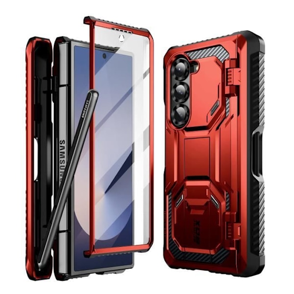 Carbon Case för Samsung Z Fold 6 - I-BLASON - Stötsäker Fullt skydd - Röd Röd