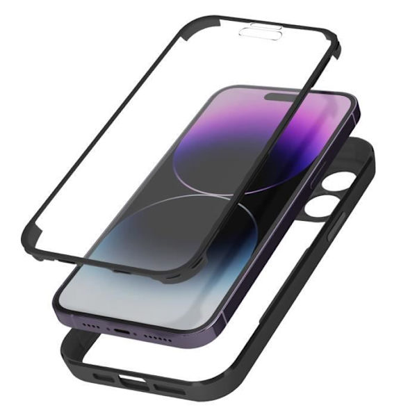 Fodral för iPhone 14 Pro Stötsäkert plexiglas på baksidan och frontpolymer Outline svart Svart