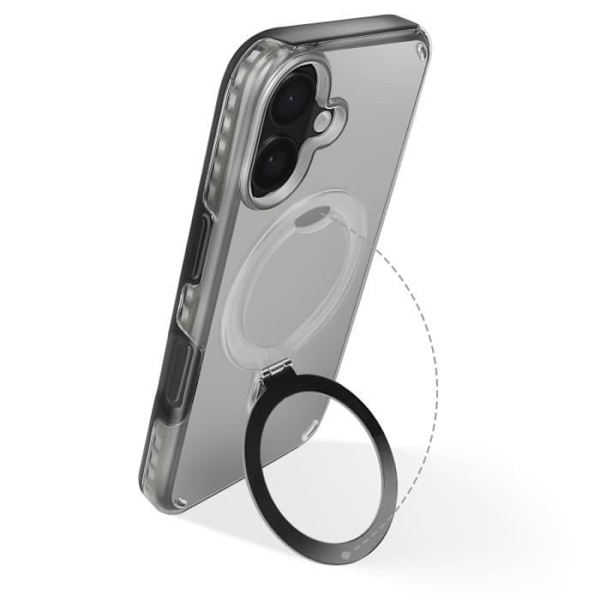 MagSafe-kuori iPhone 16 Plus: Iskunkestävä, taitettava tuki, musta Svart