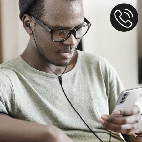 USB-C hörlurar - INKAX - In-ear - 1,2m - Integrerad mikrofon - Multifunktionsknapp Svart