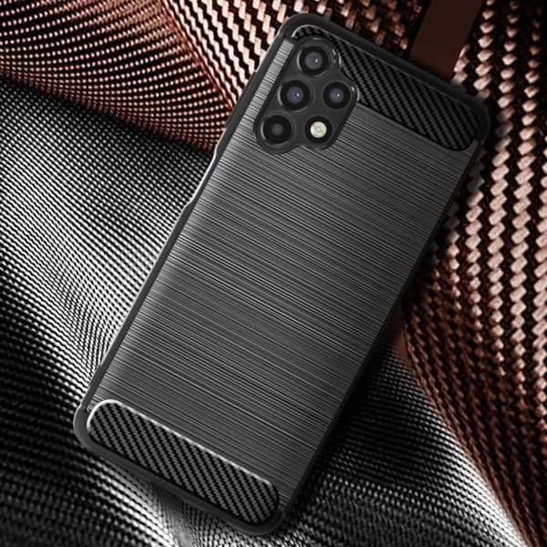 Etui til Samsung A04s, A13 4G og A13 5G Soft Carbon Børstet Effekt Sort Svart