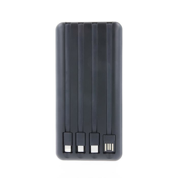 Aurinkovaravirtalähde - SETTY - 10000mAh - 4 Kaapelia Mukana - USB-A, USB-C, micro-USB - Musta Svart