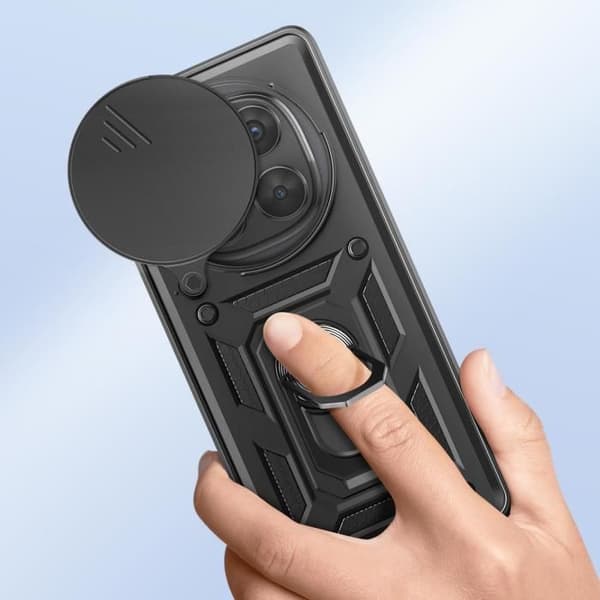 Coque - Xiaomi Redmi Note 14 Pro/Pro Plus - Stødabsorberende - Bi-materiale - Magnetisk støtte Svart