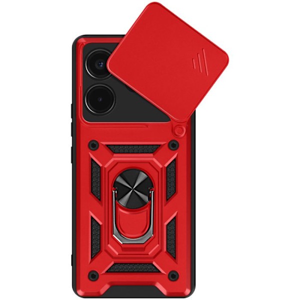 Xiaomi Redmi Note 14 4G Suojakuori, Ringkiinnitys, Kamera Suoja, Mayaxess Punainen Röd