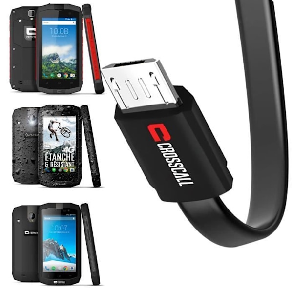 Officielt Crosscall USB til mikro USB kabel Sort 1,2m